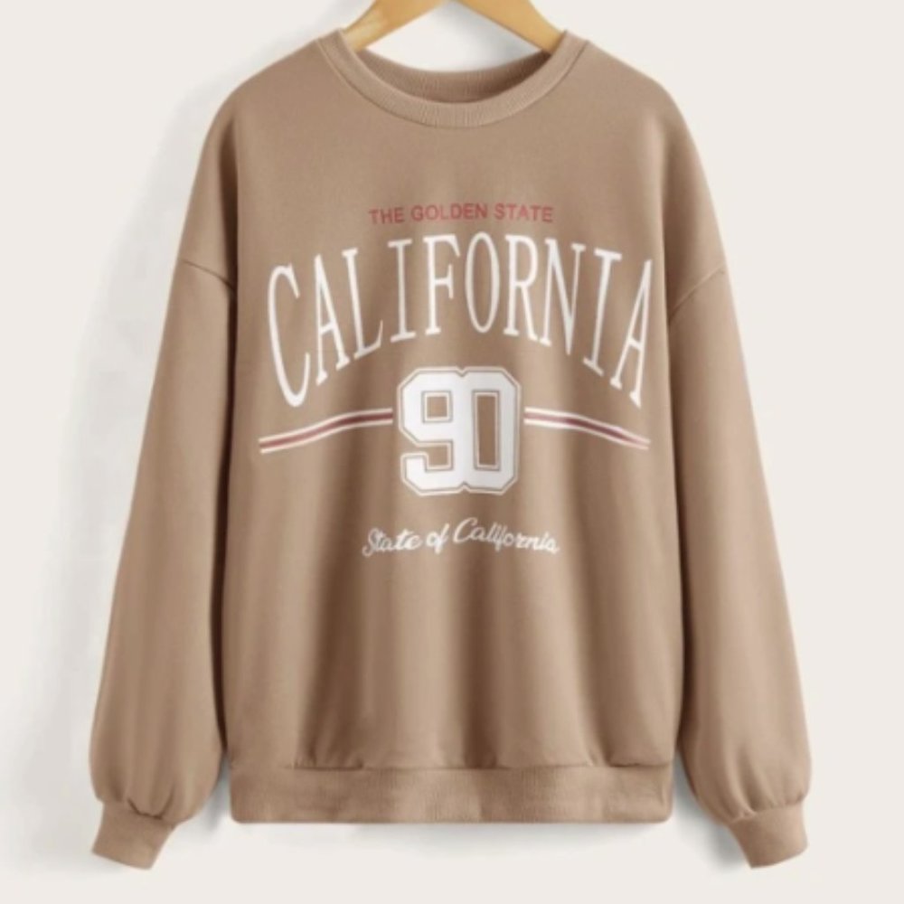 SHEIN Sweatshirt Drop Shoulder Letter Graphic Pullover
